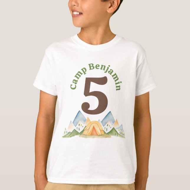 T-shirt Chemise d'anniversaire du camping (Devant)