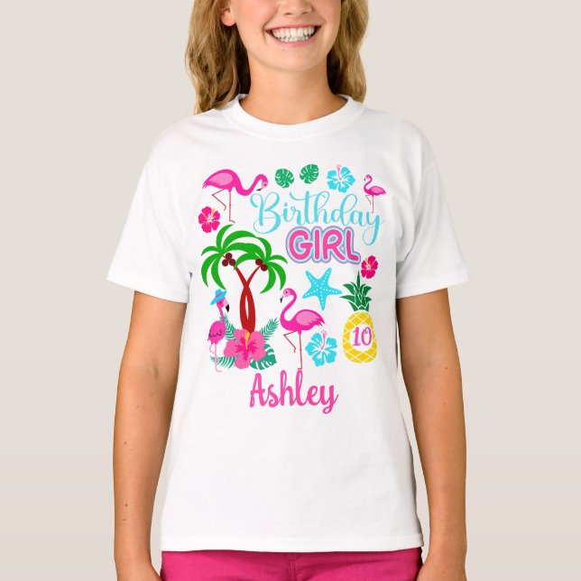 T-shirt Chemise d'anniversaire du Flamant rose tropical (Devant)