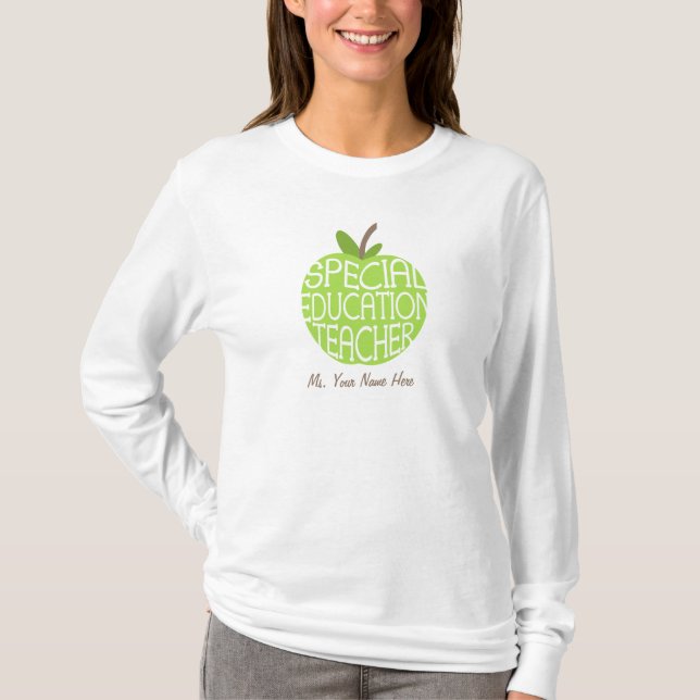 T-shirt Chemise d'Apple de vert de professeur d'éducation (Devant)