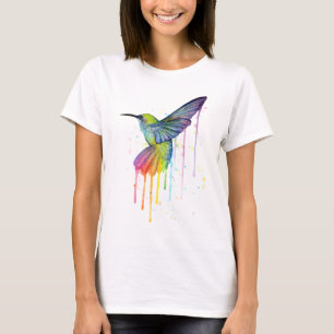 T-shirt Chemise d'aquarelle de colibri d'arc-en-ciel