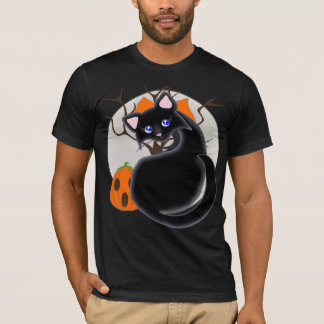 T-shirt Chemise d'arbre de lune de chat noir de Kiara Toon