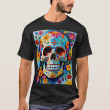 Chemise d'art colorée à crâne de sucre