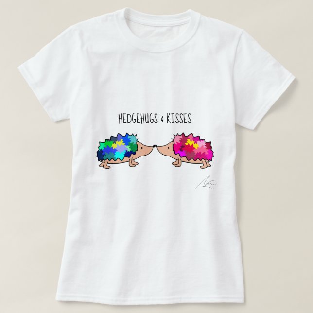 T-shirt Chemise d'art d'amour de Hedgehog (Design devant)