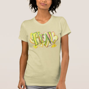 T-shirt Chemise d'art Heal Verte Sleft Inspirant Word