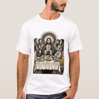 T-shirt Chemise d'art religieux gravure sainte cène vintag