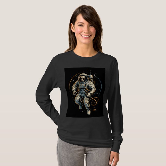 T-shirt Chemise d'art spatial astronaute squelette (Devant entier)
