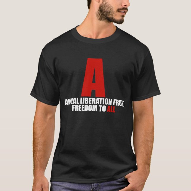 T-shirt Chemise d'avant de libération animale (noir) (Devant)
