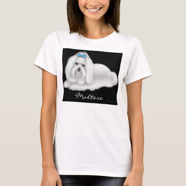T-shirt Chemise de Babydoll de dames de chien maltais (Devant)