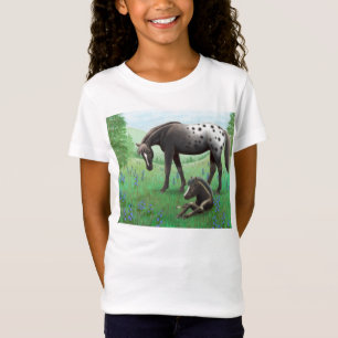 T-Shirt Chemise de Babydoll de filles de cheval et de