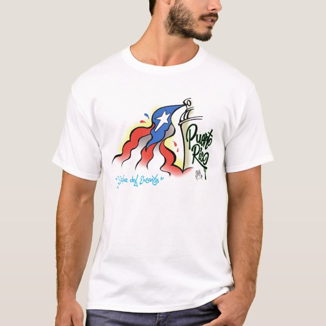 T-shirt Chemise de bandera de bonita de Sabor Boricua "MI" (Devant)