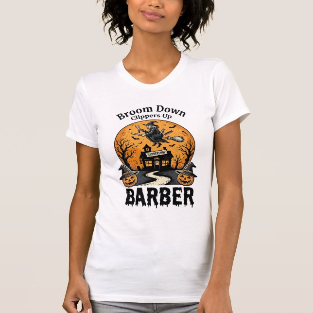 T-shirt Chemise de barbier Halloween Sorcière Salon ensorc (Devant)