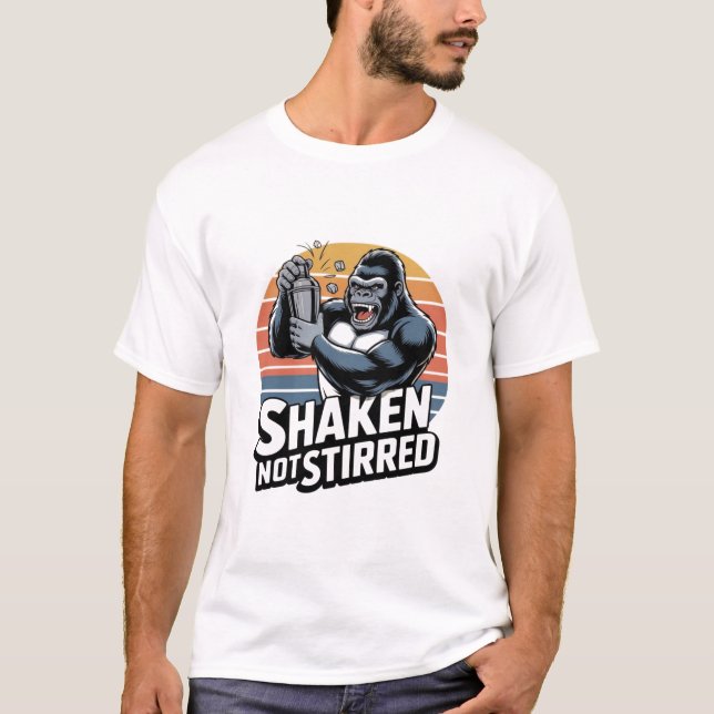 T-shirt Chemise de barman gorille secoué pas agité (Devant)