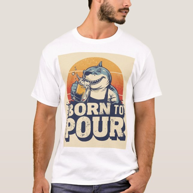 T-shirt Chemise de barman requin né pour verser (Devant)