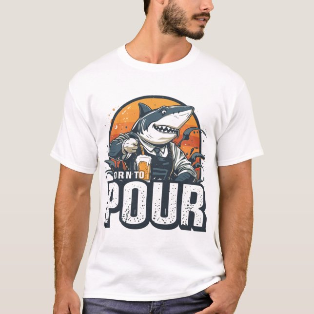T-shirt Chemise de barman requin né pour verser (Devant)