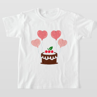 T-shirt Chemise de base imprimée pour fille avec gâteau d'