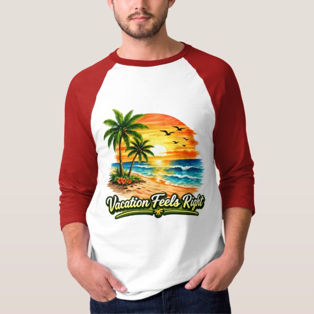 T-shirt Chemise de baseball à manches Raglan Vacances, c'e (Devant)