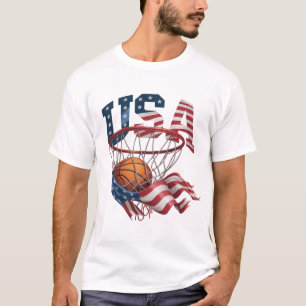 T-shirt Chemise de basketball USA, Cerceau de drapeau amér