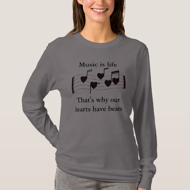 T-shirt Chemise de battements de coeur de musique (Devant)