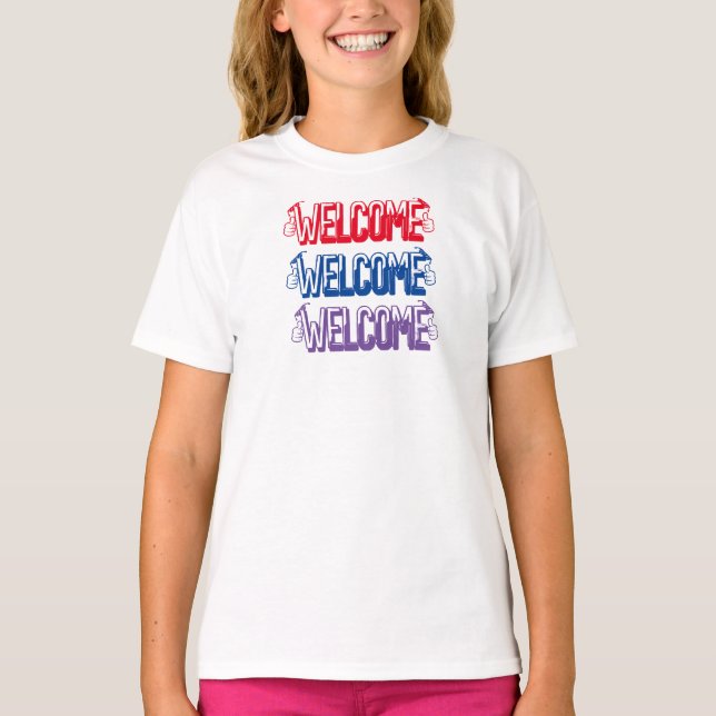 T-shirt Chemise de bienvenue pour les filles customisée Ki (Devant)