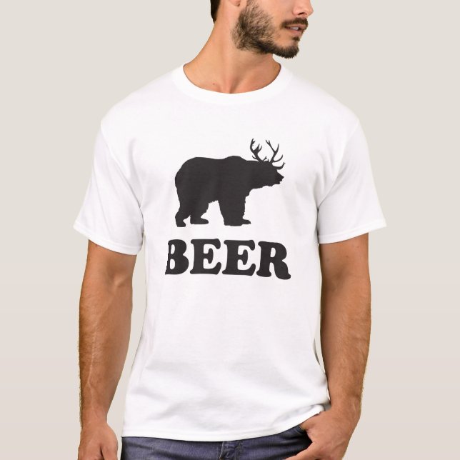 T-shirt Chemise de bière (cerf commun d'ours) (Devant)