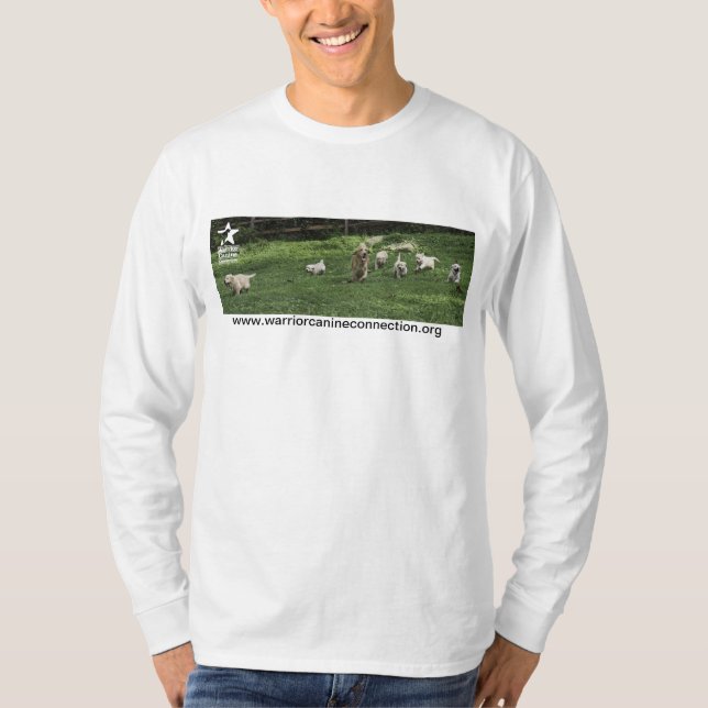 T-shirt Chemise de blanc de gambades de chiot (Devant)