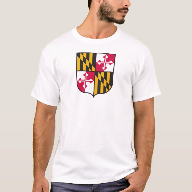 T-shirt Chemise de bouclier de drapeau du Maryland (Devant)