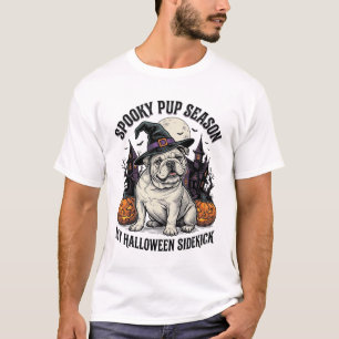 T-shirt Chemise de Bulldog Halloween Chien Sorcière Mignon