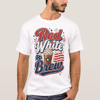 T-shirt Chemise de café drôle et patriotique rouge blanc e