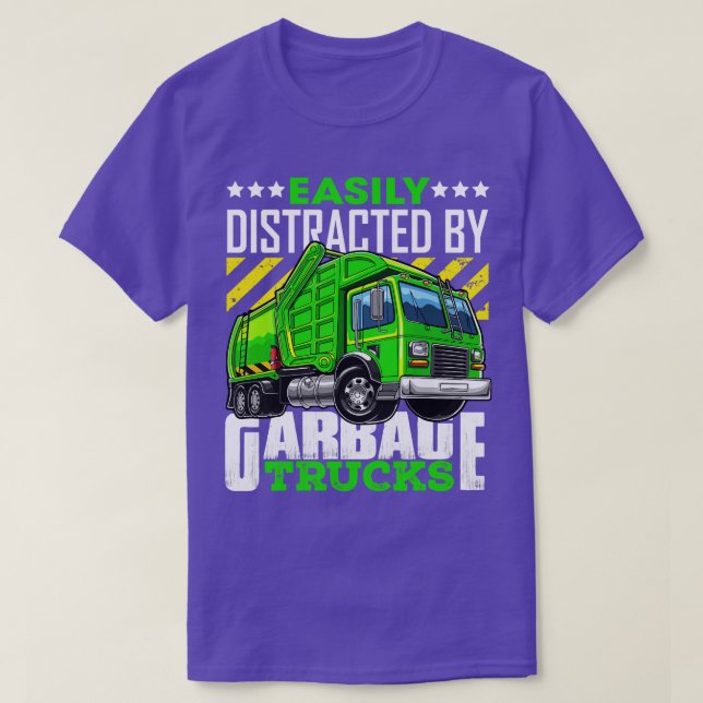 T-shirt Chemise De Camion De Poubelle Facilement Distrait  (Design devant)