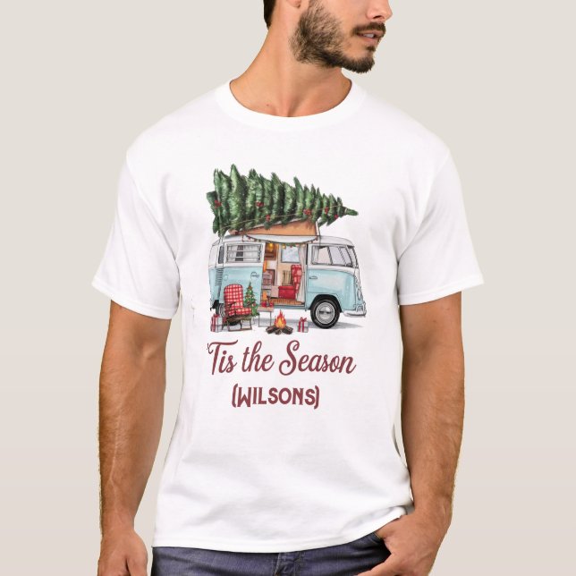 T-shirt Chemise de camping de Noël en famille (Devant)