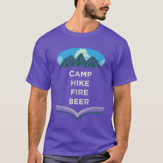 T-shirt Chemise de camping randonnée feu bière campeur ran