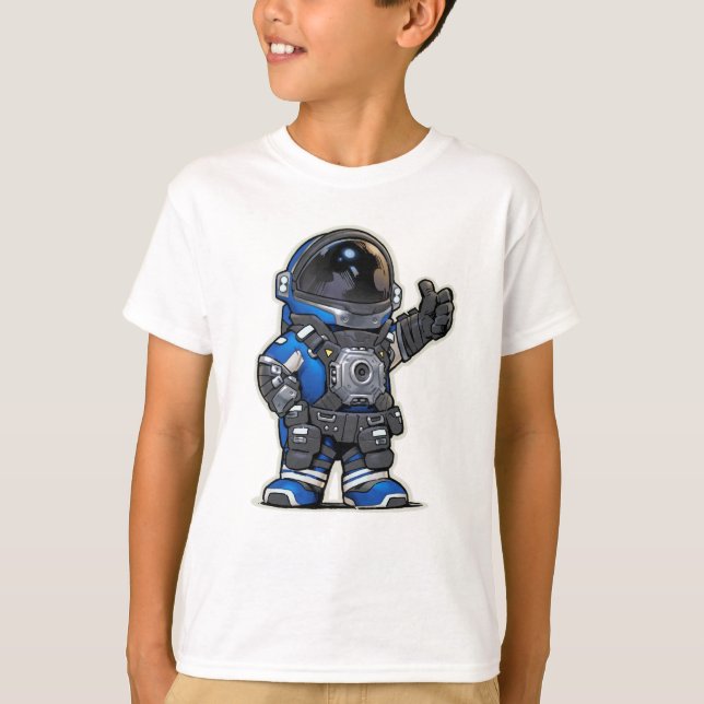 T-shirt Chemise de caricature pour enfants - bleu (Devant)