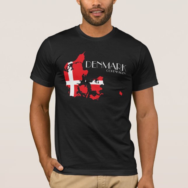 T-shirt Chemise de carte de drapeau du Danemark (Devant)