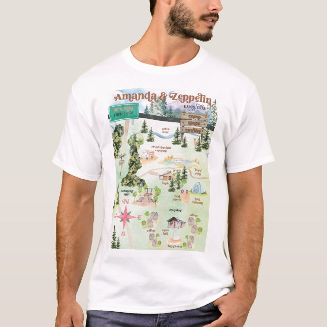 T-shirt chemise de carte du camp pour hommes (Devant)