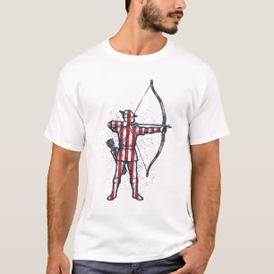 T-shirt Chemise de chasse à l'arc du drapeau américain Vin