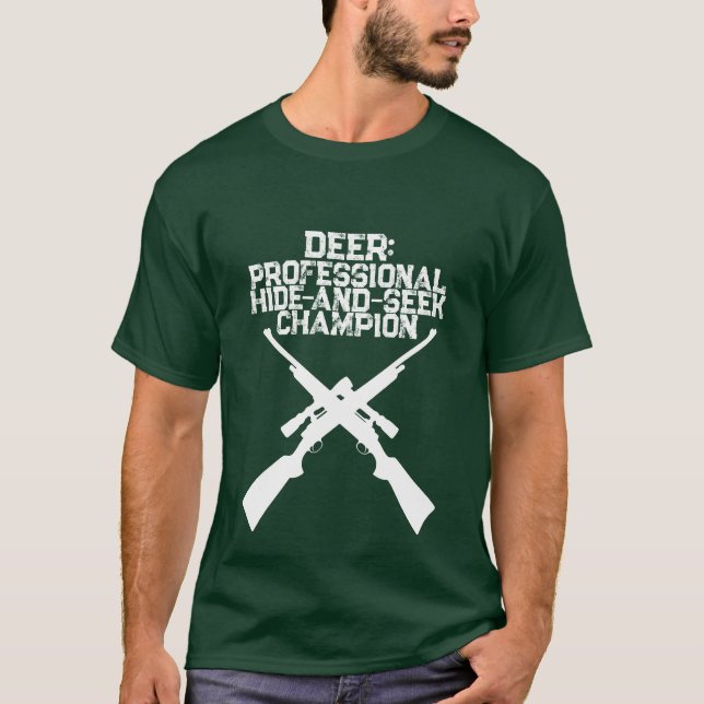 T-shirt Chemise de chasse au cerf Champion de cache-cache (Devant)