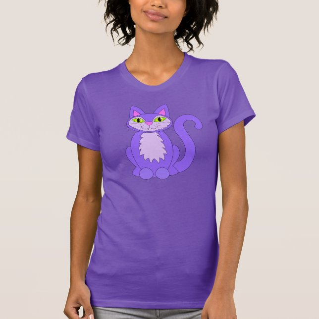 T-shirt Chemise de chat à dent de travers violet (Devant)