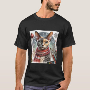 T-shirt Chemise de chat de Noël Devon Rex Tee Vêtement Fes
