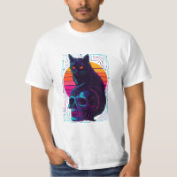 Chemise de chat et de crâne - Vêtements de rue Abs
