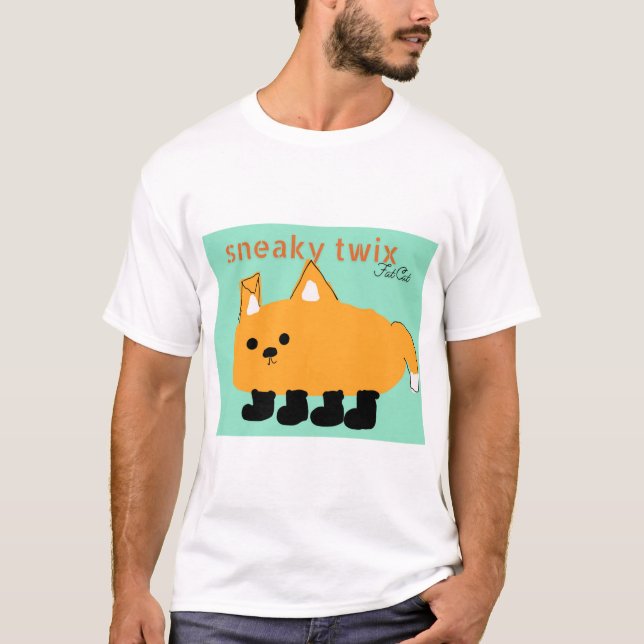 T-shirt Chemise de chat grasse pour mâle sournois twix (Devant)