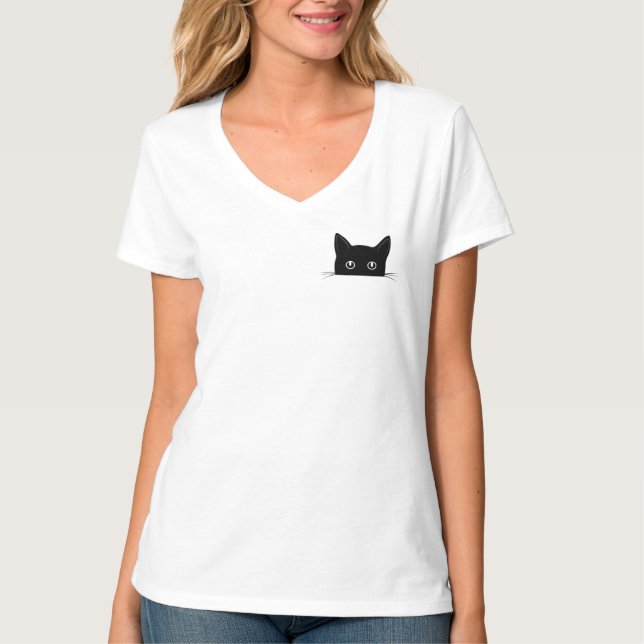 T-shirt Chemise de chat mignonne, Cachette de chat cachée  (Devant)