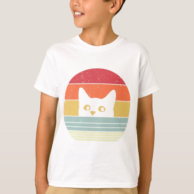 T-shirt Chemise de chat. Style rétro  (Devant)