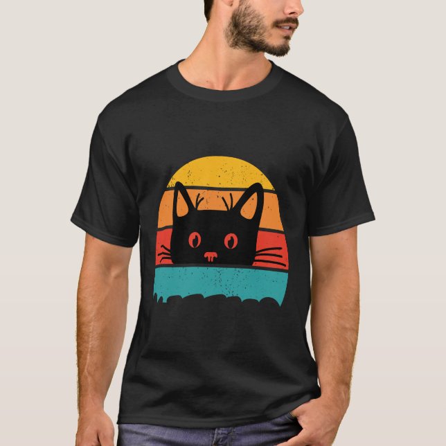 T-shirt Chemise de chat. Style rétro E (Devant)