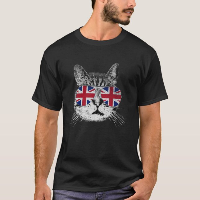 T-shirt Chemise de chat Union Jack Drapeau Pays Rétro Angl (Devant)