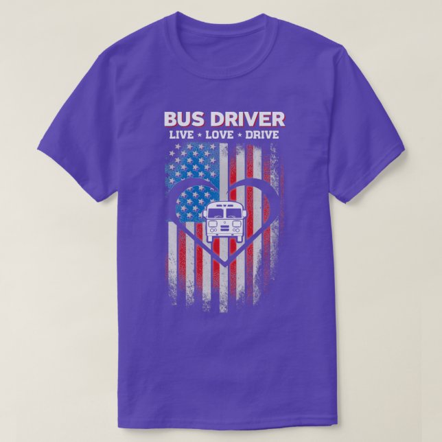 T-shirt Chemise de chauffeur de bus Live Love (Design devant)