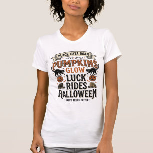 T-shirt Chemise de chauffeur de camion Halloween avec chat