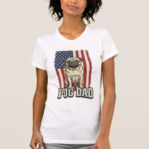 T-shirt Chemise de chien à gravure vintage patriotique Pug