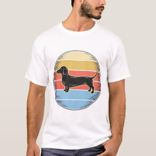 T-shirt Chemise de chien de coucher de soleil rétro teckel