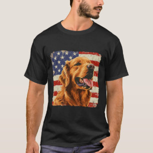 T-shirt Chemise de chien Retriever doré Drapeau américain