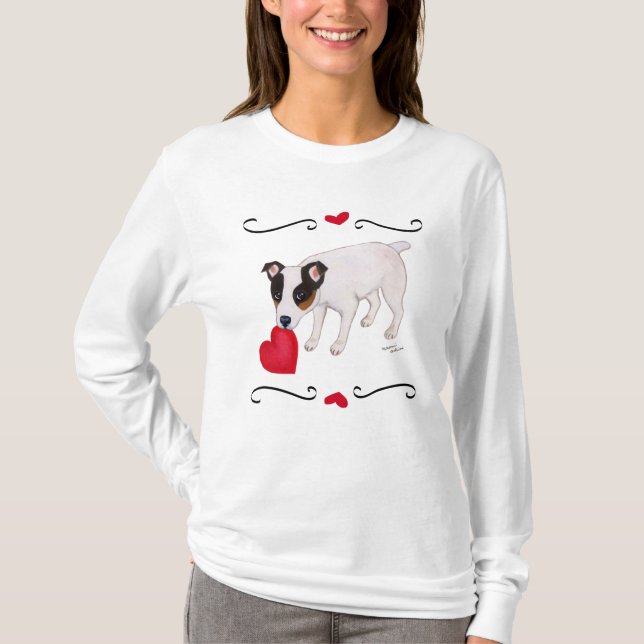 T-shirt Chemise de coeur de Jack Russell Terrier Valentine (Devant)